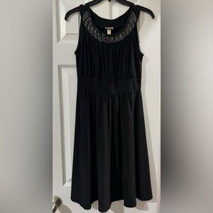 Black Sleeveless Dress with Beaded Neckline